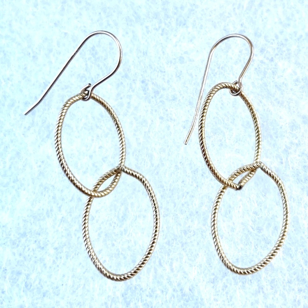 Gold Fill Oval Drop Earrings